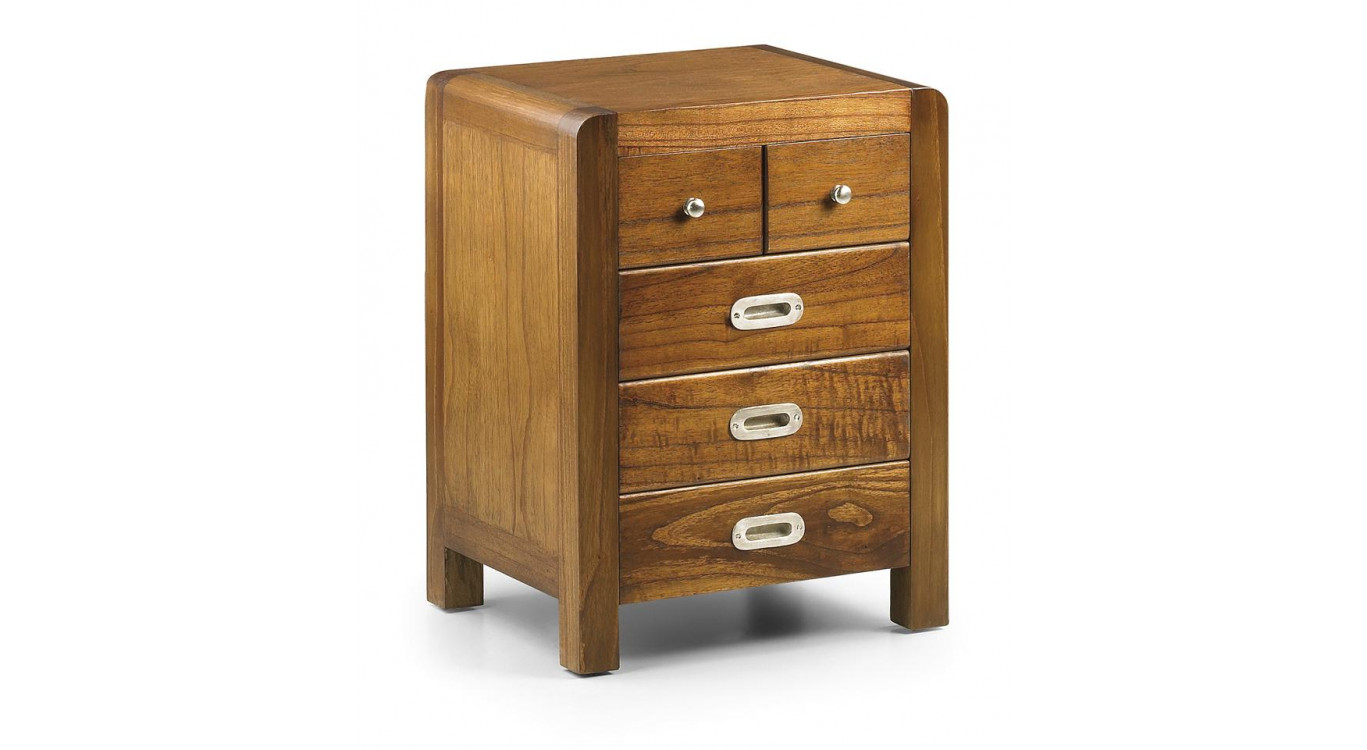 Table De Chevet 5 Tiroirs Bois Bronze Marron 45x40x60cm