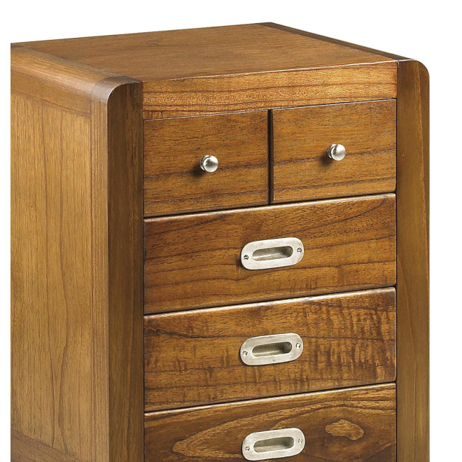 Table De Chevet 5 Tiroirs Bois Bronze Marron 45x40x60cm