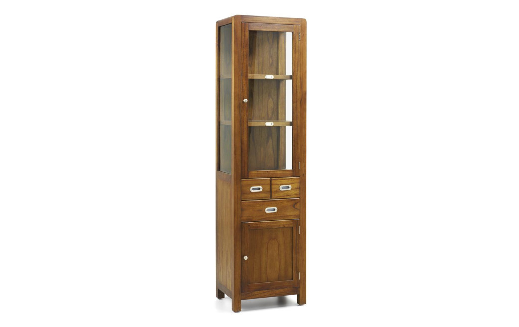 Geschirrschrank mit 3 Schubladen Holz Bronze Braun 50x40x190cm