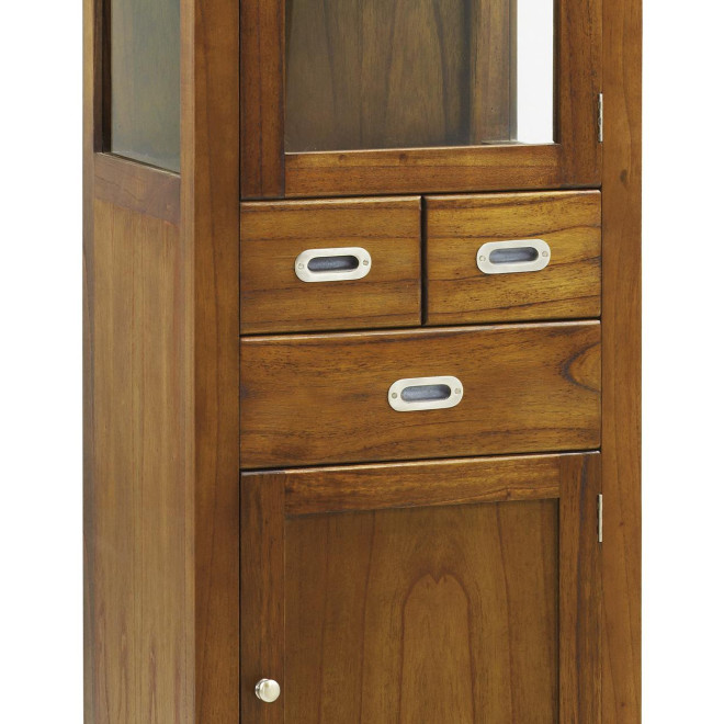 Geschirrschrank mit 3 Schubladen Holz Bronze Braun 50x40x190cm