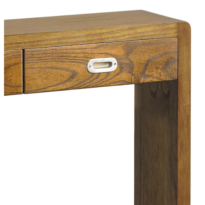 Console 2 Tiroirs Bois Bronze Marron 110x27x76cm