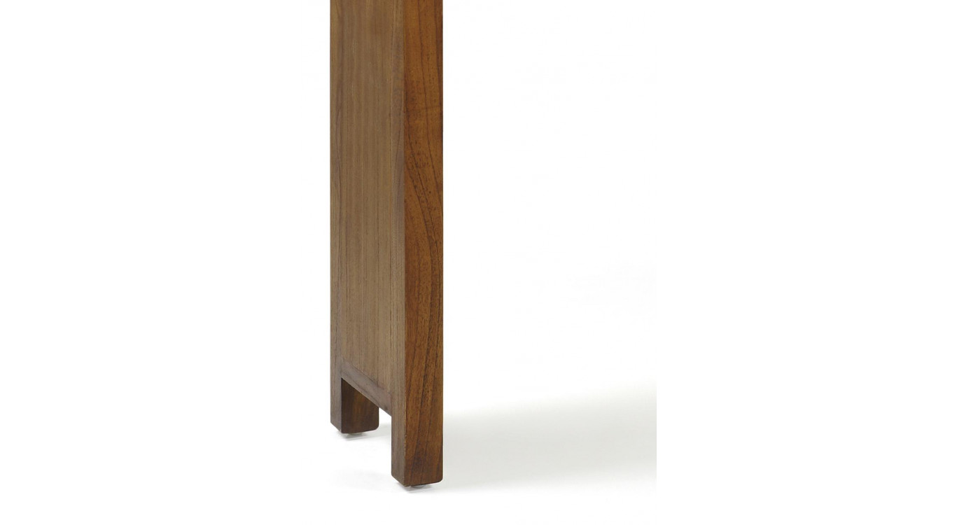 Console 2 Tiroirs Bois Bronze Marron 110x27x76cm