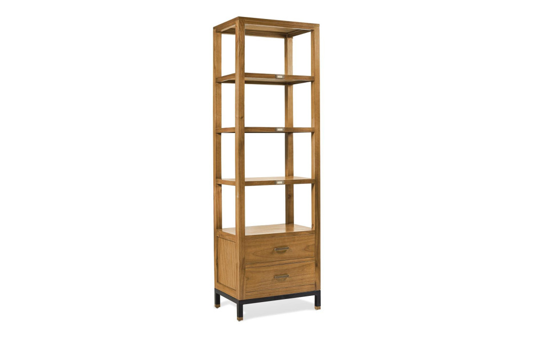 Bibliothèque 2 Tiroirs Bois Bronze Marron 60x40x190cm