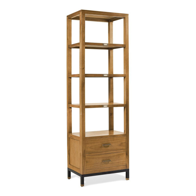 Bibliothèque 2 Tiroirs Bois Bronze Marron 60x40x190cm