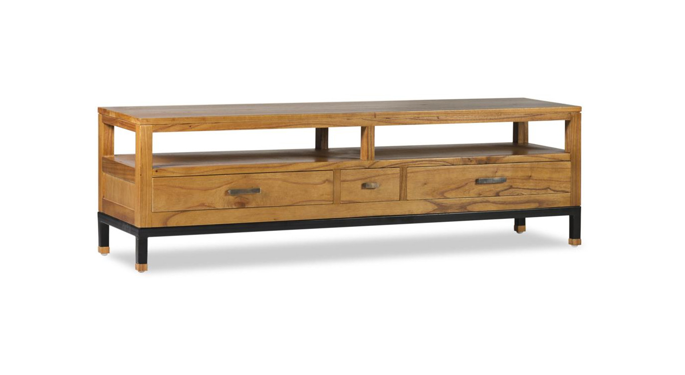 TV-Möbel mit 3 Schubladen Holz Bronze Braun 150x40x45cm