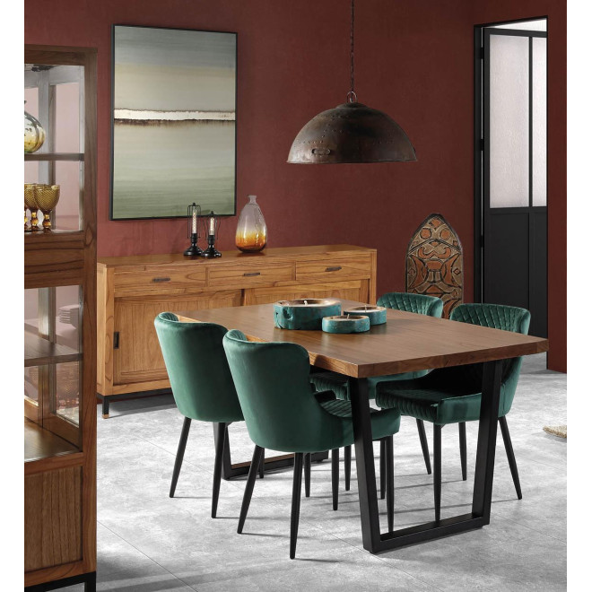 Bahut 3 Tiroirs Bois Bronze Marron 180x45x90cm