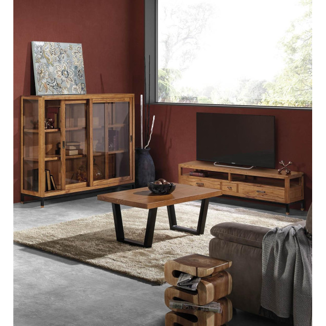 Vaisselier Bois Bronze Marron 180x40x138cm