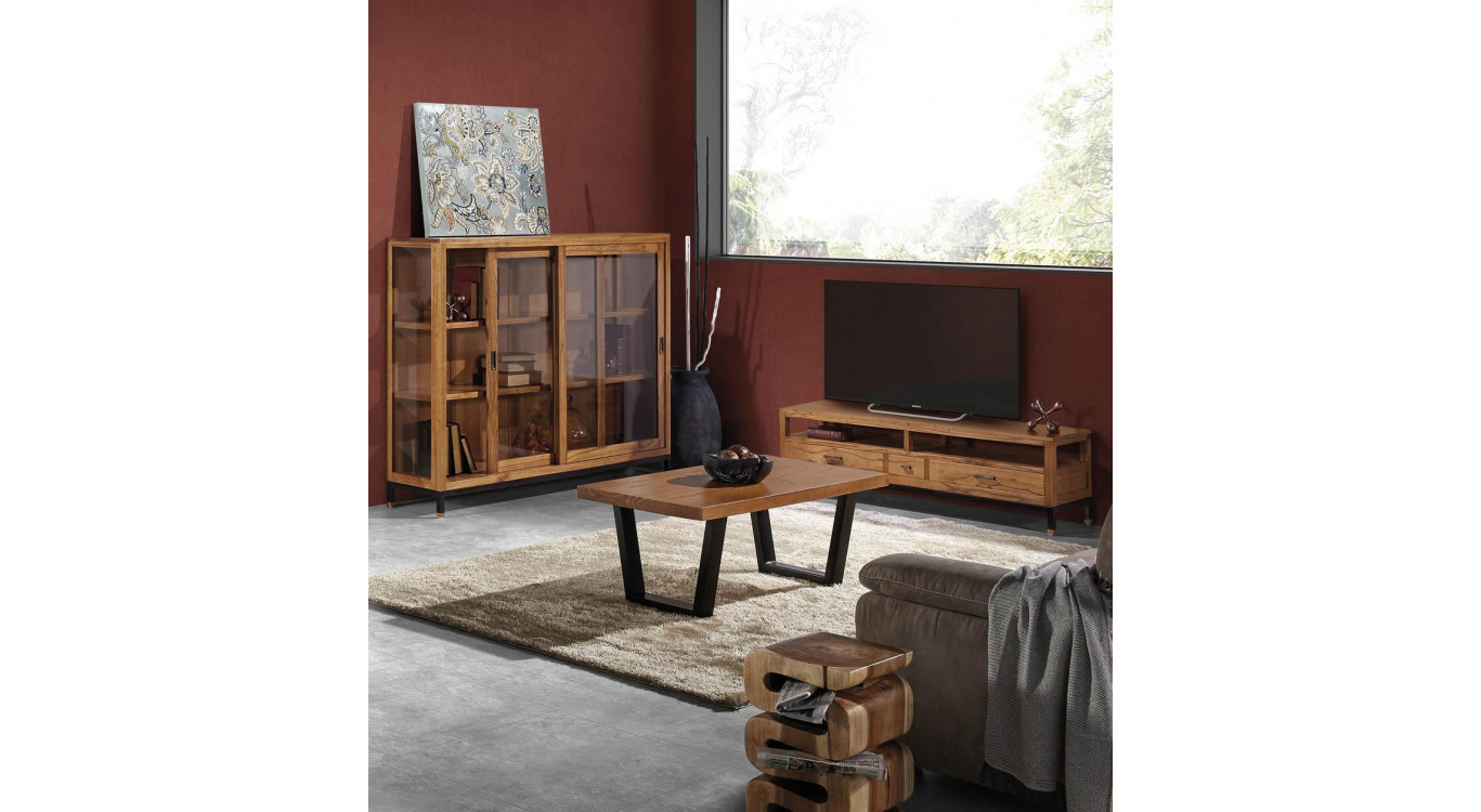Vaisselier Bois Bronze Marron 180x40x138cm