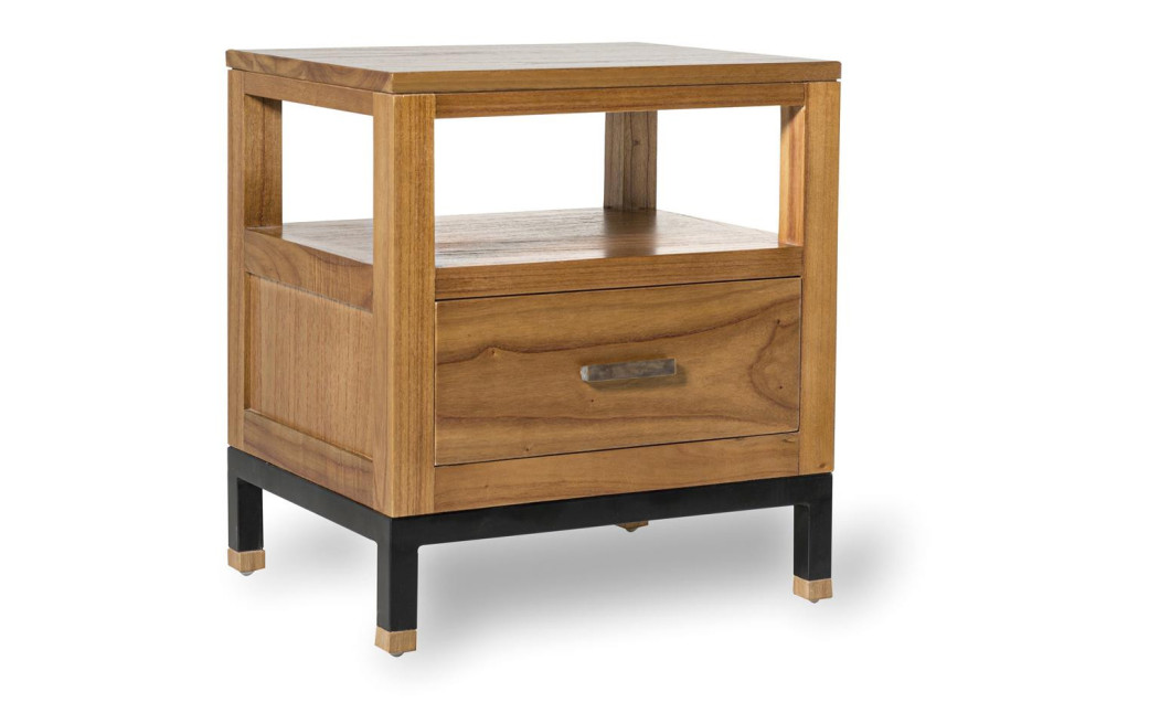 Nachttisch 1 Schublade Holz Metall Braun 50x40x55cm