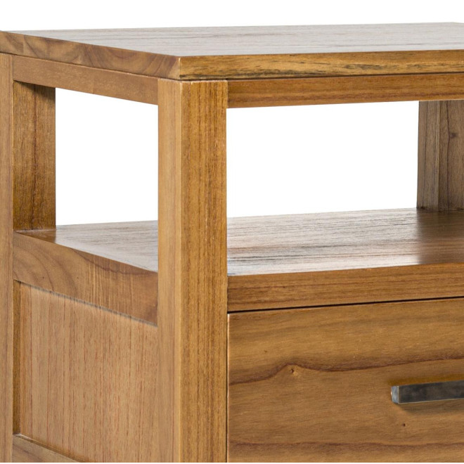 Table De Chevet 1 Tiroir Bois Metal Marron 50x40x55cm