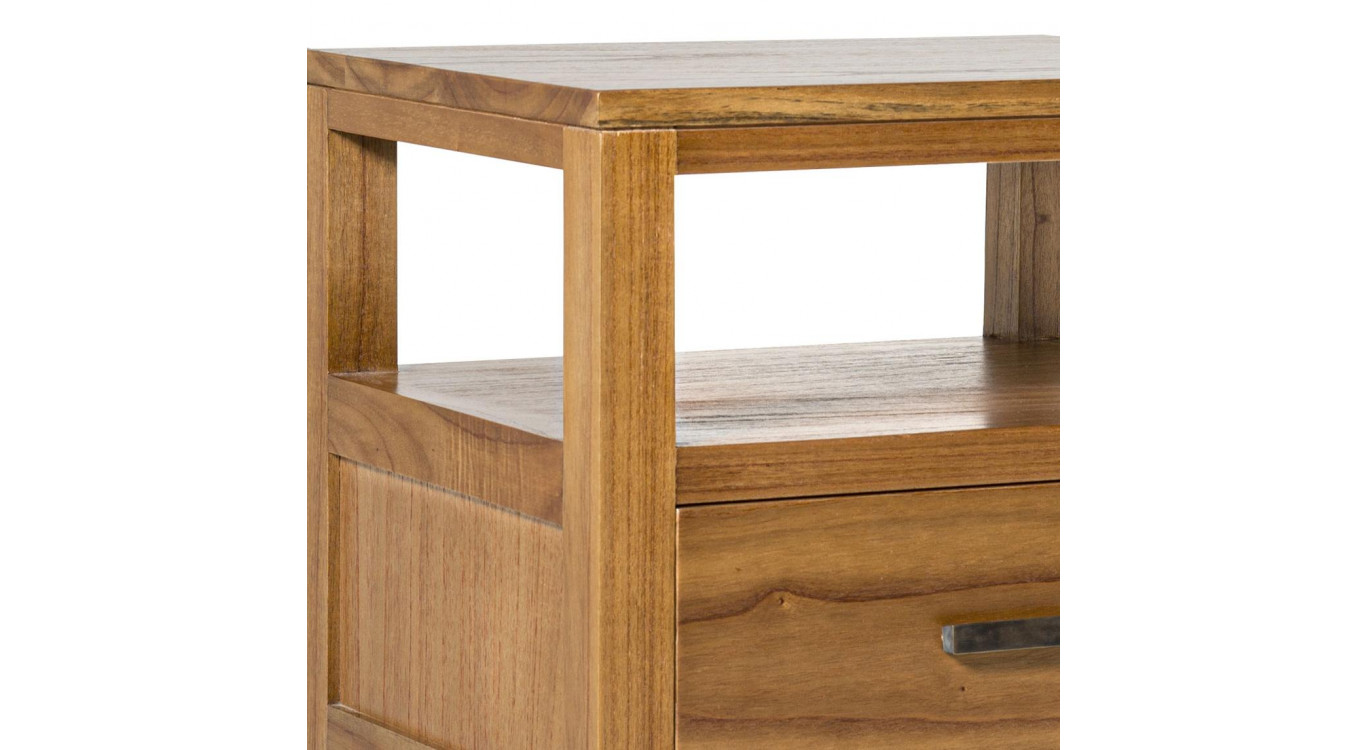 Table De Chevet 1 Tiroir Bois Metal Marron 50x40x55cm