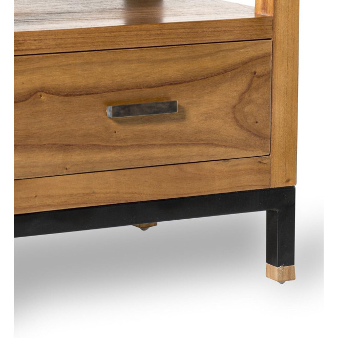 Table De Chevet 1 Tiroir Bois Metal Marron 50x40x55cm
