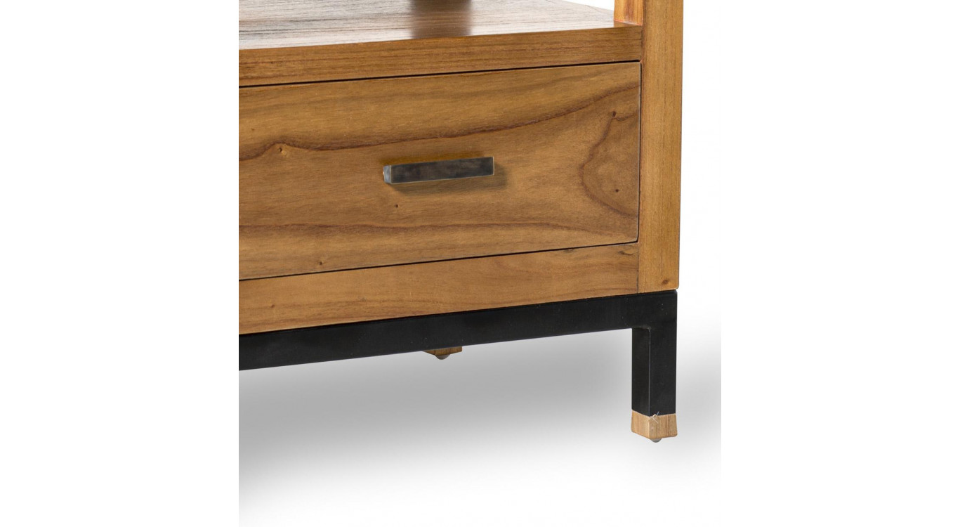 Table De Chevet 1 Tiroir Bois Metal Marron 50x40x55cm