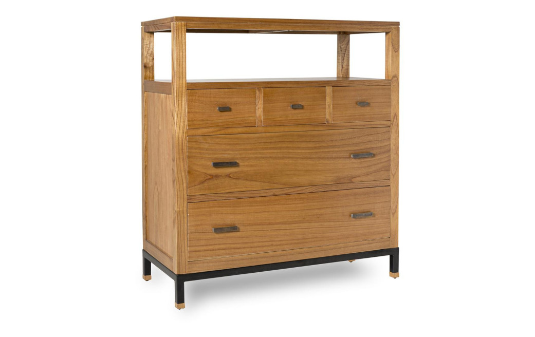 Kommode 5 Schubladen Holz Metal Braun 100x45x110cm