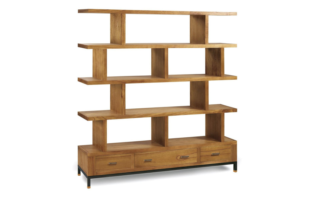 Bücherregal 3 Schubladen Holz Metal Braun 160x35x170cm
