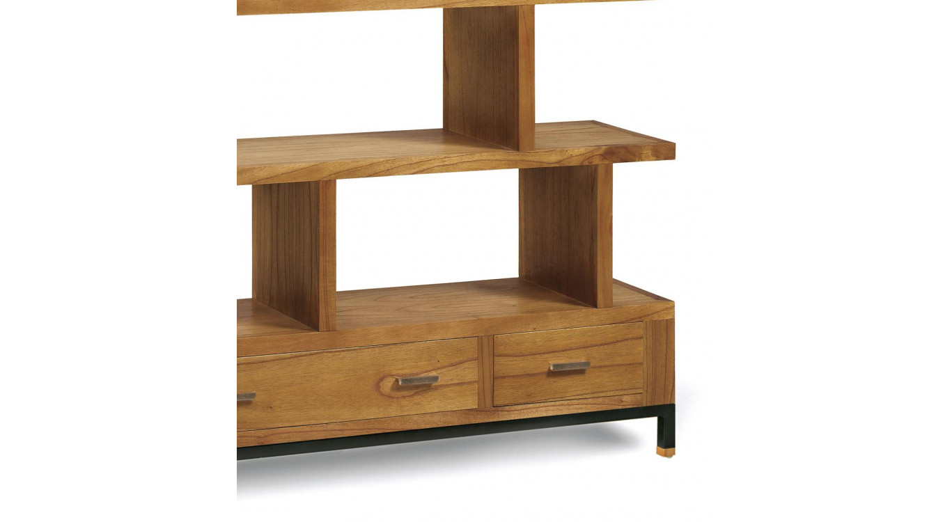 Bibliothèque 3 Tiroirs Bois Metal Marron 160x35x170cm