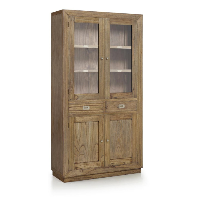 Geschirrschrank mit 2 Schubladen Holz Bronze Braun 100x40x190cm