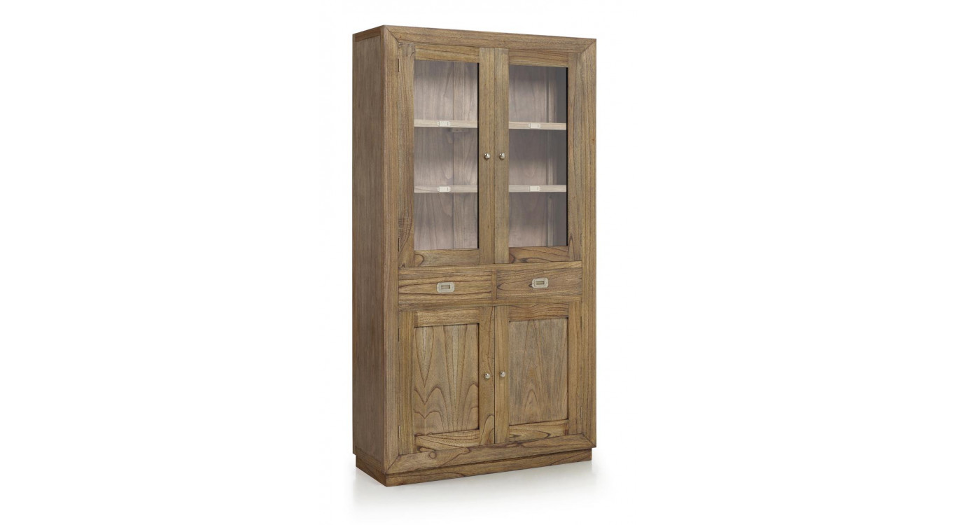 Geschirrschrank mit 2 Schubladen Holz Bronze Braun 100x40x190cm
