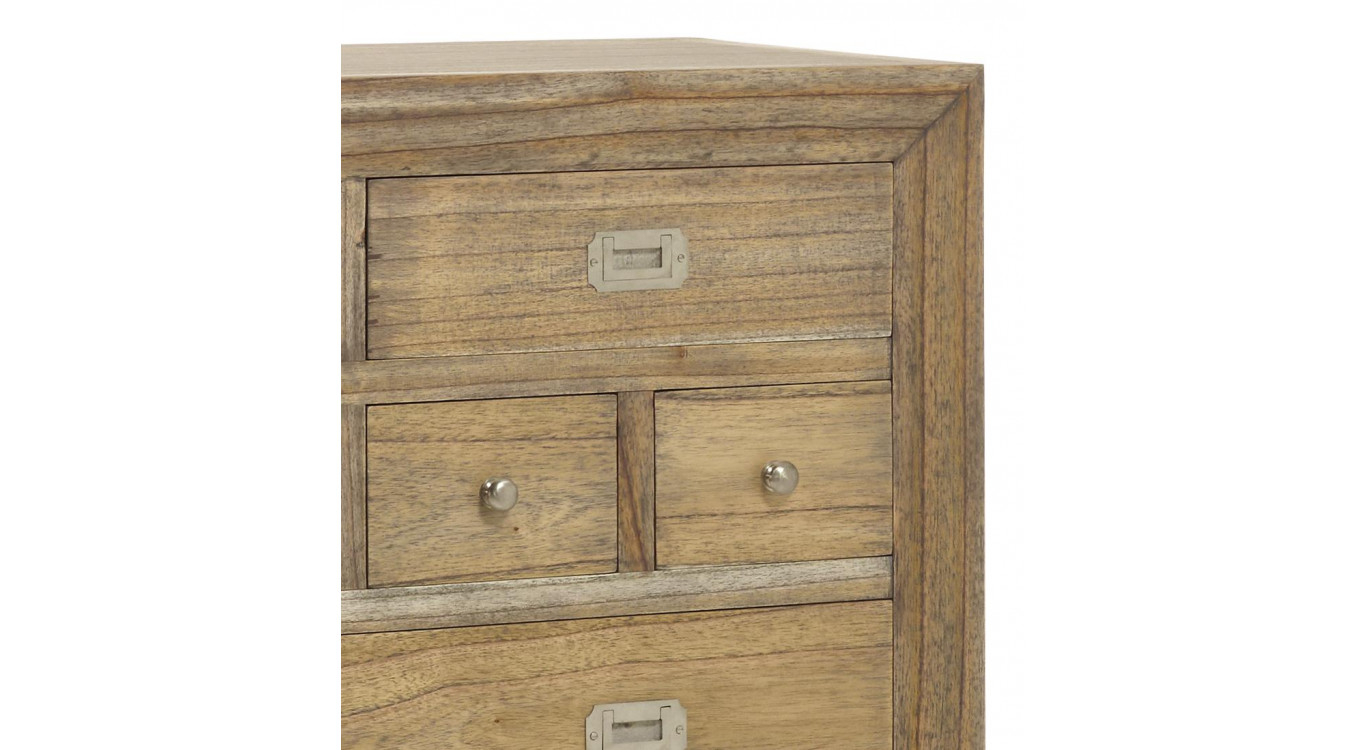 Commode 9 Tiroirs Bois Bronze Marron 100x45x110cm