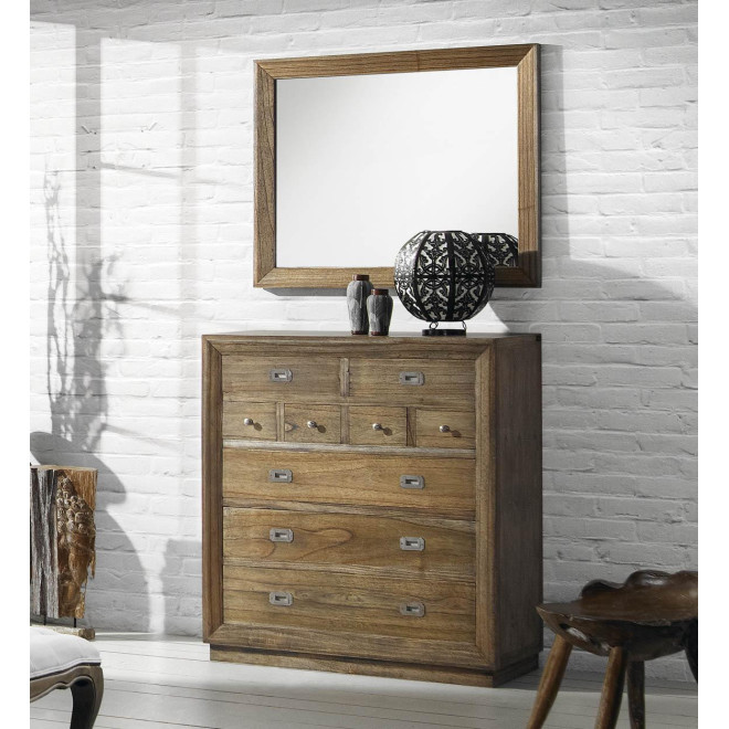 Kommode 9 Schubladen Holz Bronze Braun 100x45x110cm