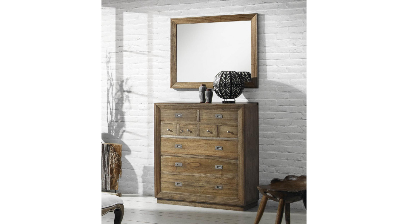 Kommode 9 Schubladen Holz Bronze Braun 100x45x110cm