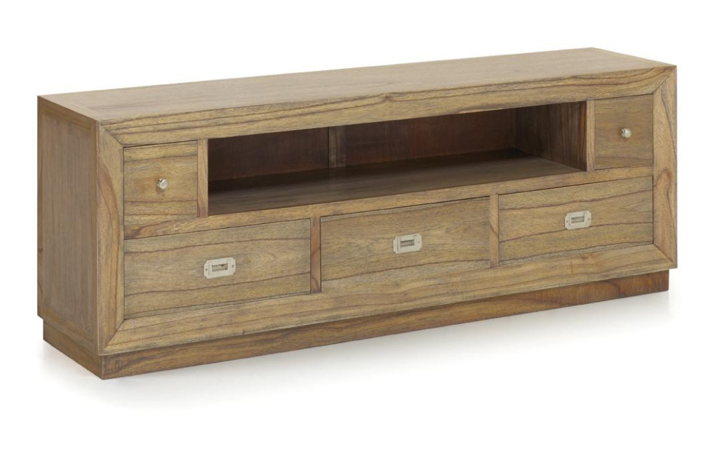 Meuble TV 5 Tiroirs Bois Bronze Marron 160x40x59cm