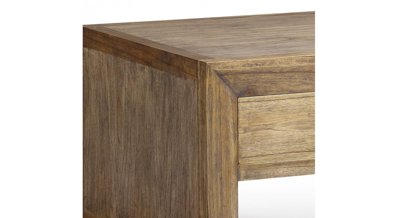 Table Basse 1 Tiroir Bois Bronze Marron 60x60x45cm