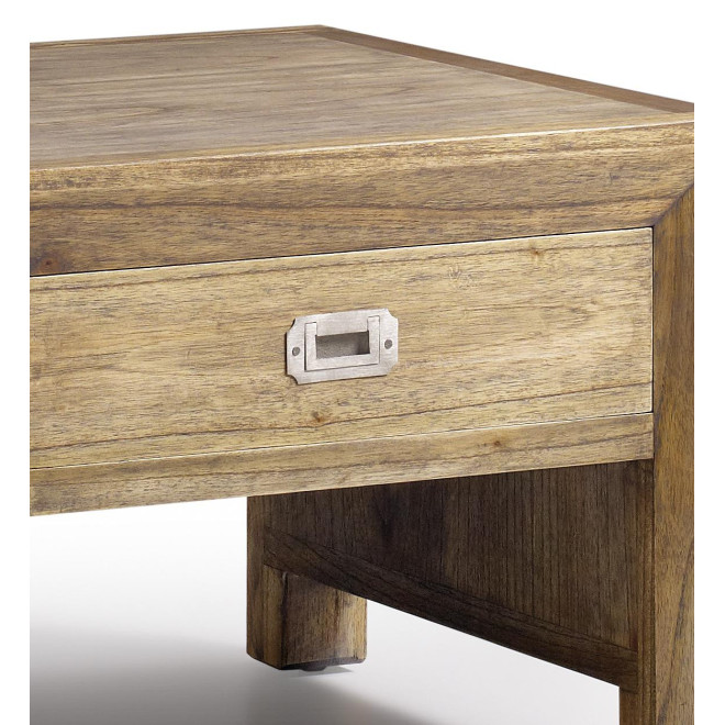 Table Basse 1 Tiroir Bois Bronze Marron 60x60x45cm
