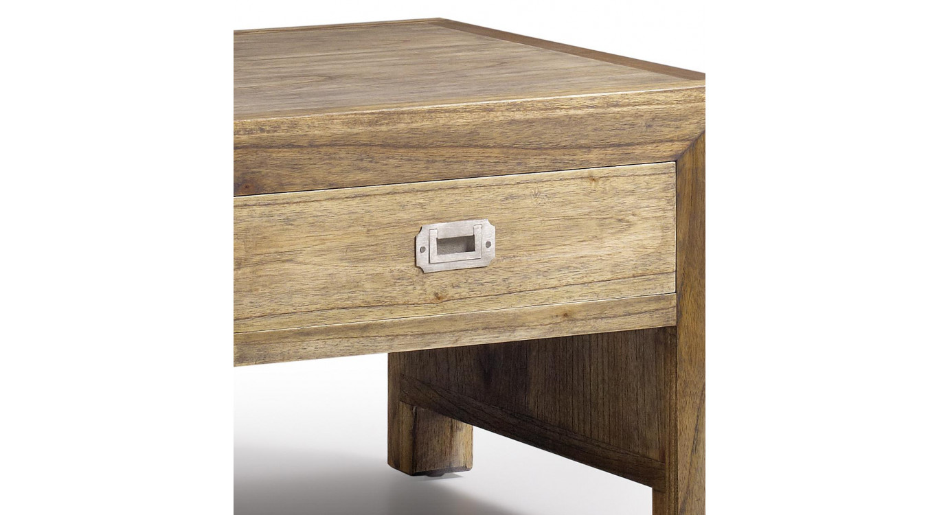 Table Basse 1 Tiroir Bois Bronze Marron 60x60x45cm