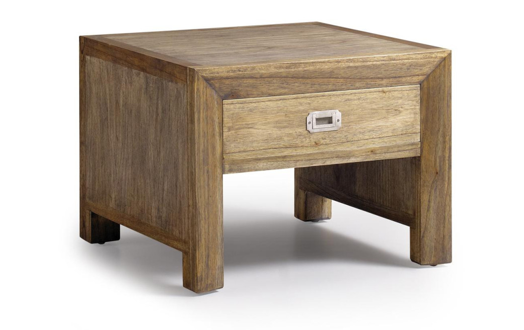Table Basse 1 Tiroir Bois Bronze Marron 60x60x45cm