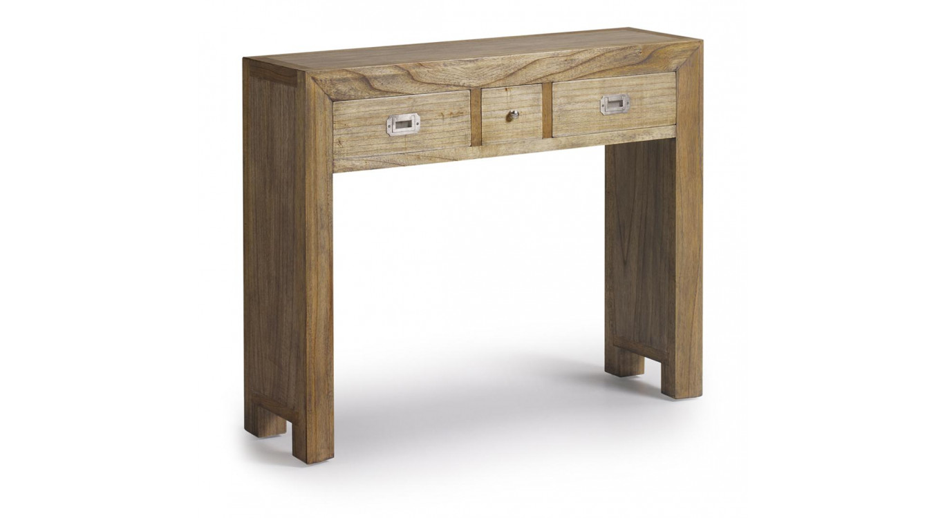 Konsole mit 3 Schubladen Holz Bronze Braun 100x30x80cm