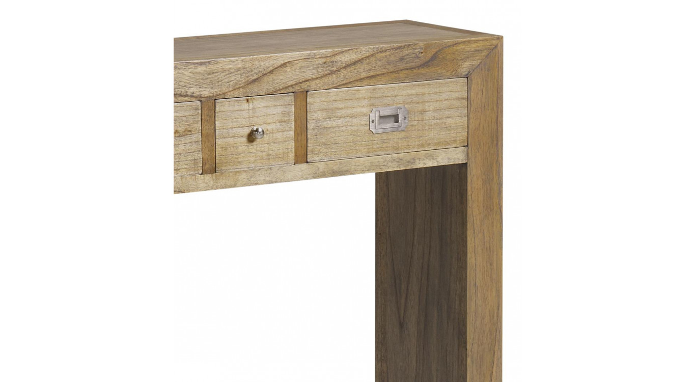 Konsole mit 3 Schubladen Holz Bronze Braun 100x30x80cm