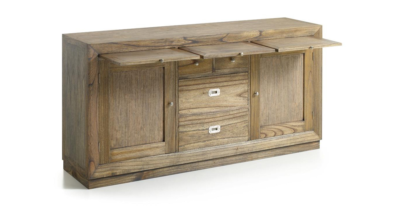 Truhe 4 Schubladen Holz Bronze Braun 160x40x80cm