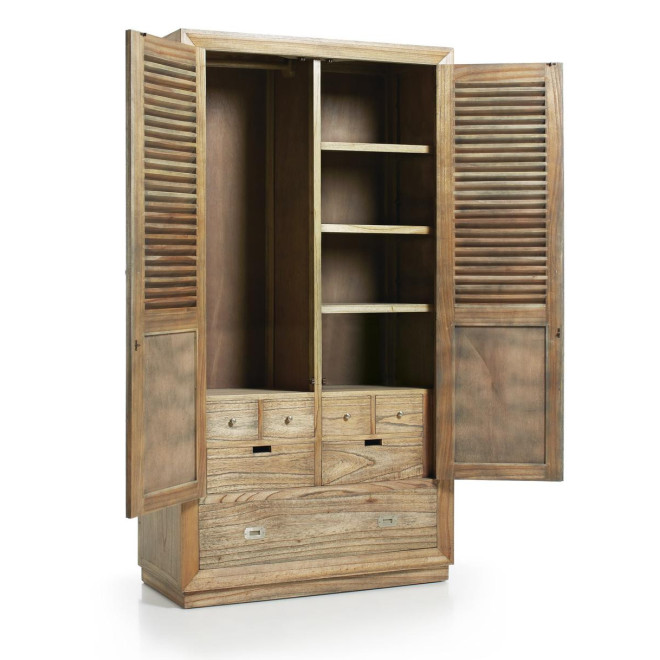 Schrank 7 Schubladen Holz Bronze Braun 108x50x200cm