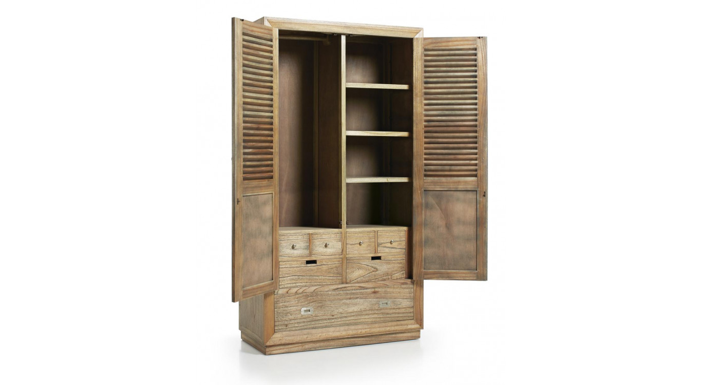 Schrank 7 Schubladen Holz Bronze Braun 108x50x200cm