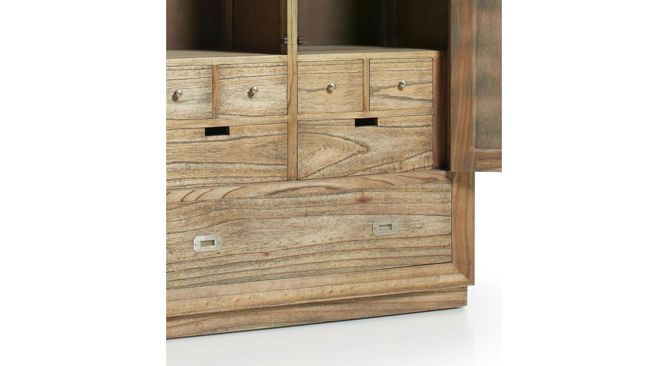 Schrank 7 Schubladen Holz Bronze Braun 108x50x200cm