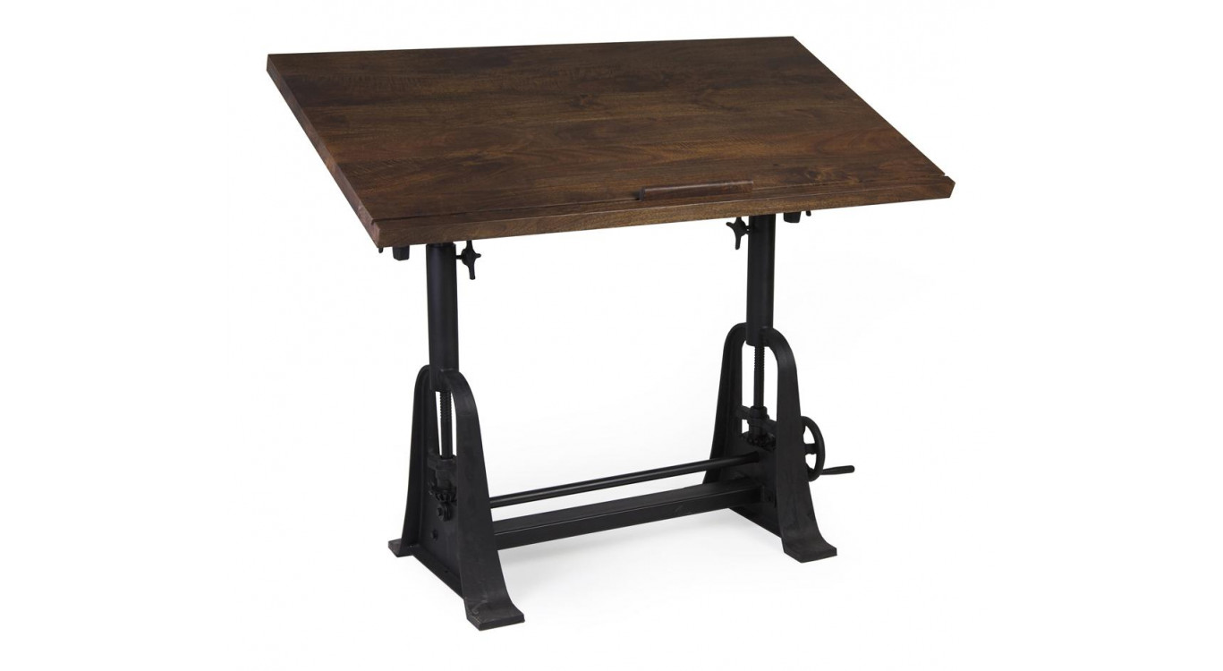 Bureau Bois Métal Marron 130x70x77cm