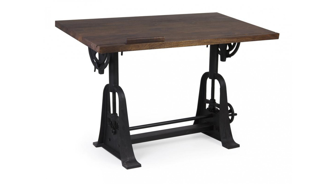 Bureau Bois Métal Marron 130x70x77cm