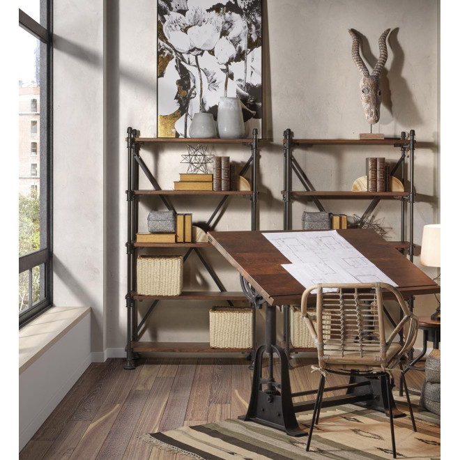 Bureau Bois Métal Marron 130x70x77cm