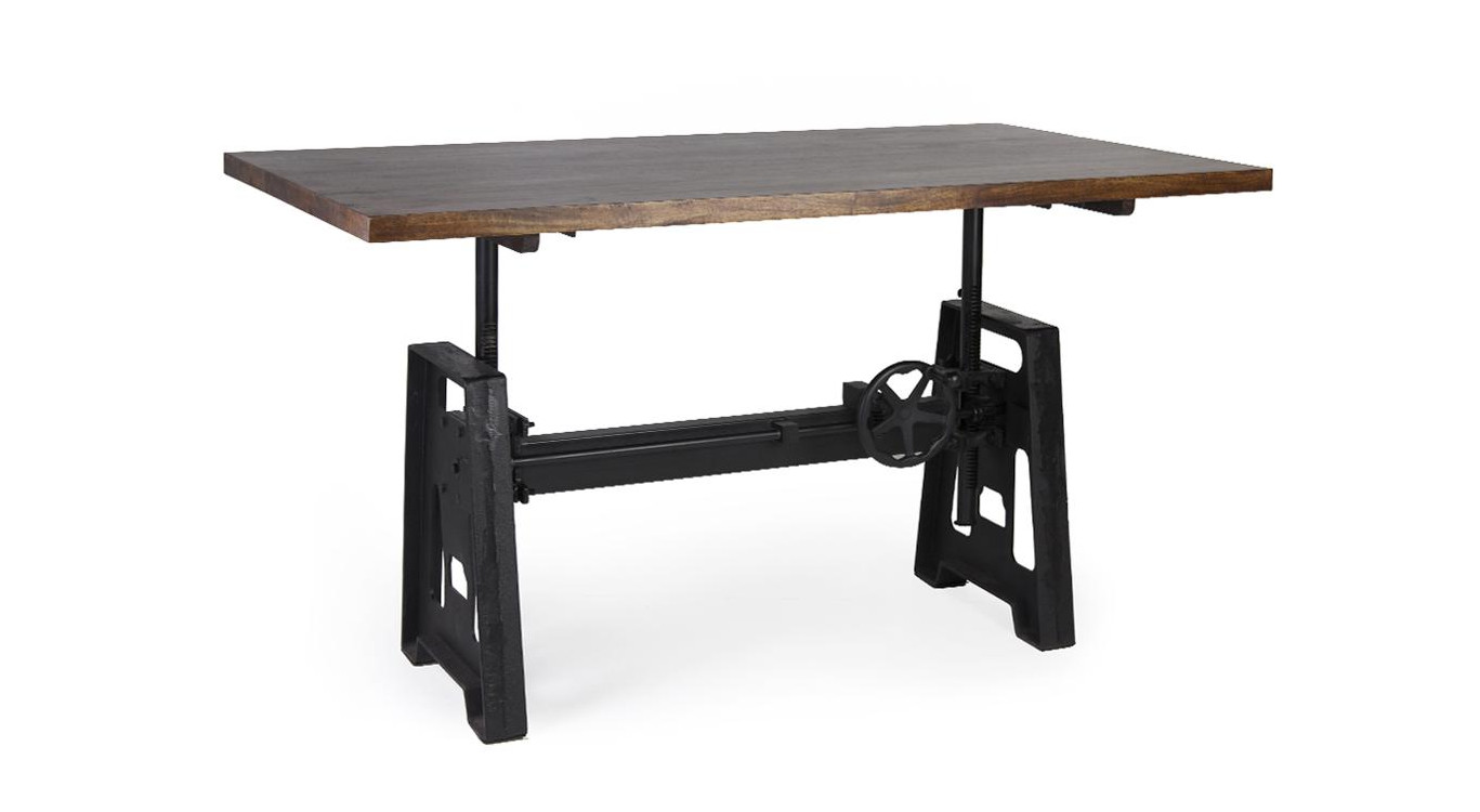 Table à Manger Bois Metal Marron 160x90x77cm