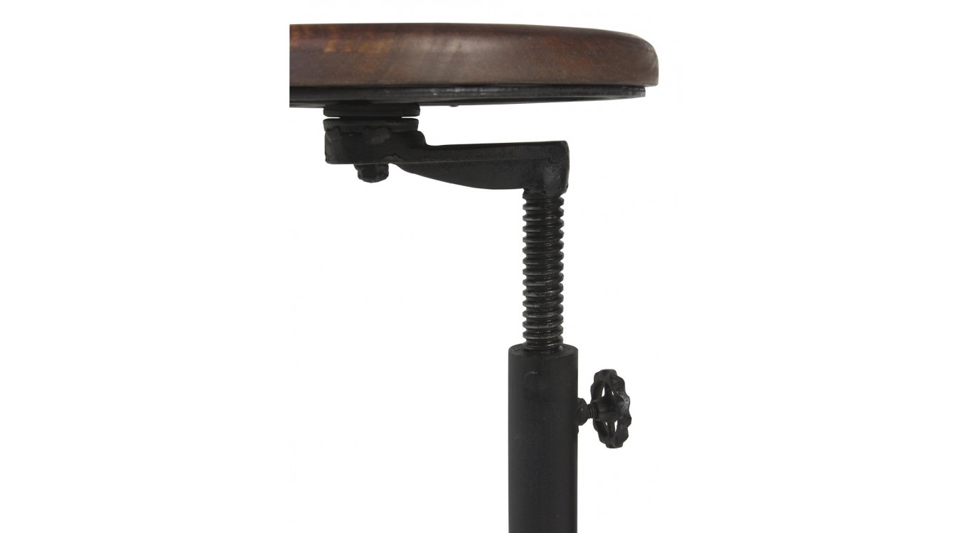 Bureau Et Tabouret Bois Métal Marron 80x70x78cm