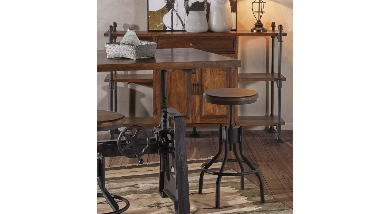 Hocker Holz Metall Braun 35x35x50cm