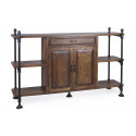 Truhe 1 Schublade Holz Metal Braun 160x45x95cm