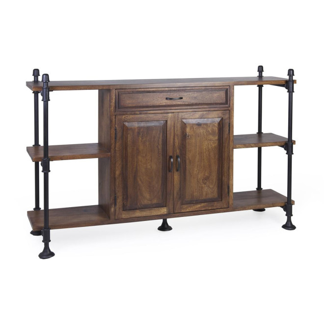 Bahut 1 Tiroir Bois Metal Marron 160x45x95cm