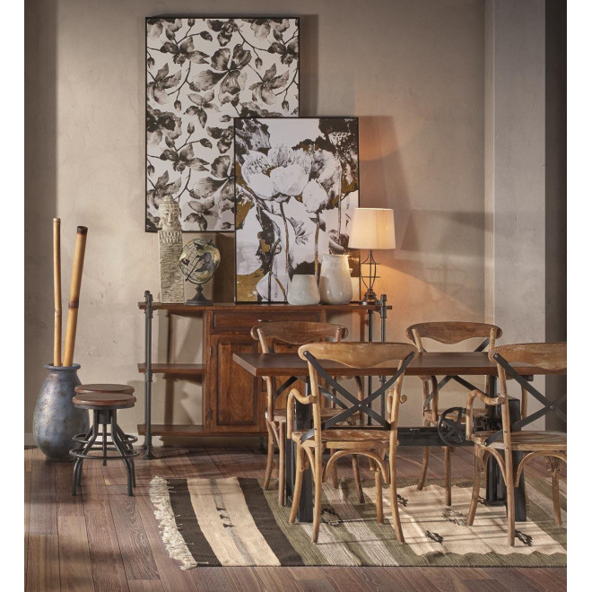 Bahut 1 Tiroir Bois Metal Marron 160x45x95cm
