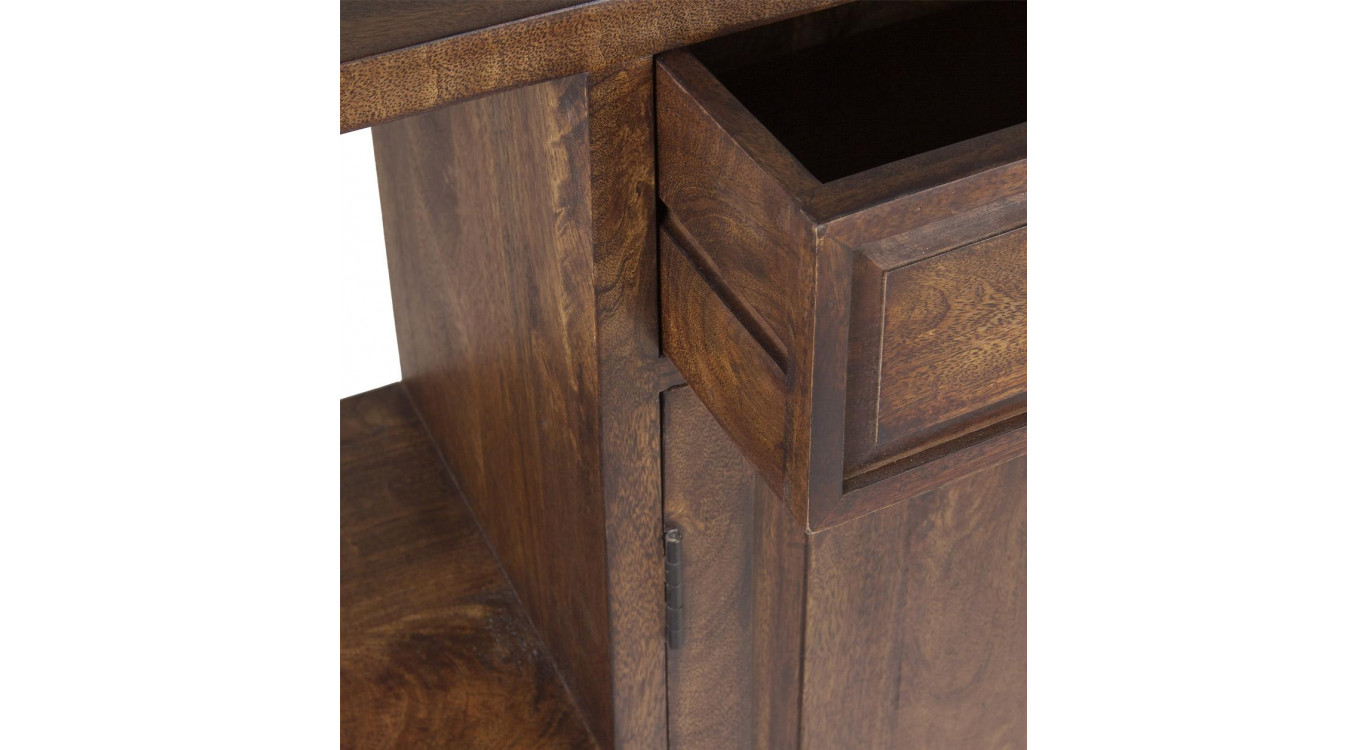 Bahut 1 Tiroir Bois Metal Marron 160x45x95cm