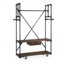 1 Drawer Wardrobe Wood Metal Brown 135x55x188cm