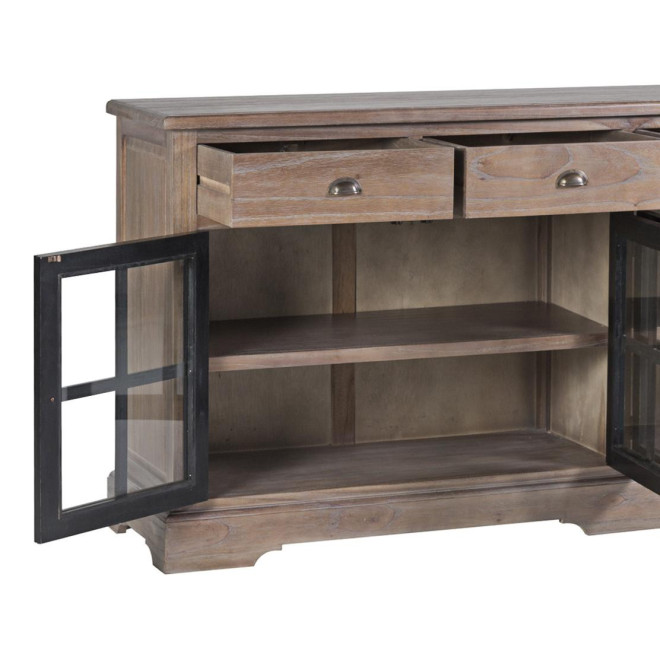 Buffet 4 Tiroirs Bois Bronze Marron 200x47x90cm