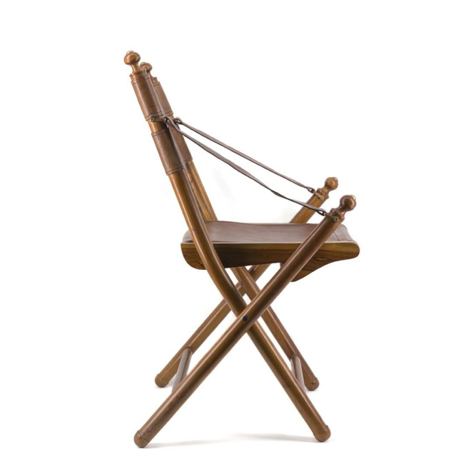 Chaise Bois Cuir Marron 56x53x90cm
