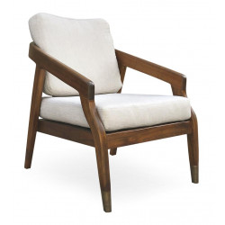 Fauteuil Bois Polyester Marron 68x77x92cm
